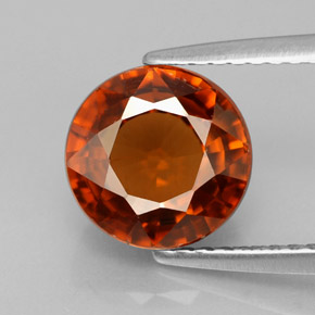 Zircon orange naturelle coupe roude, 4,18 ct, VS