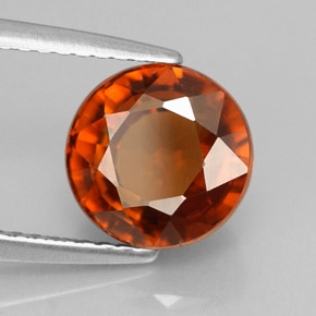 Zircon orange naturelle coupe roude, 4,18 ct, VS