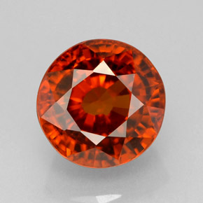 Zircon orange naturelle coupe roude, 4,74 ct, VVS-VS