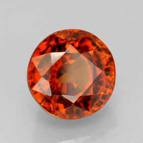 Zircon orange naturelle coupe roude, 4,74 ct, VVS-VS