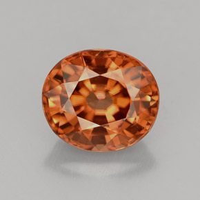 Zircon orange naturelle coupe ovale, 4,07 ct, VVS