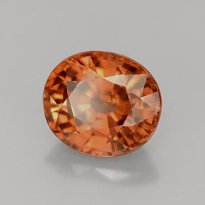 Zircon orange naturelle coupe ovale, 4,07 ct, VVS