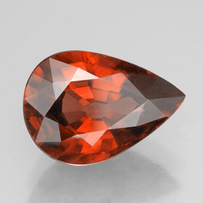Zircon orange naturelle en forme de poire, 4,14 ct, VVS