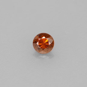Zircon orange naturelle coupe roude, 0,45 ct, VVS
