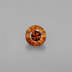 Zircon orange naturelle coupe roude, 0,60 ct, VVS