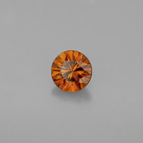 Zircon orange naturelle coupe roude, 0,60 ct, VVS