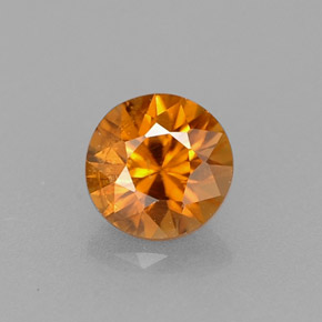Zircon orange naturelle coupe roude, 0,57 ct, VS