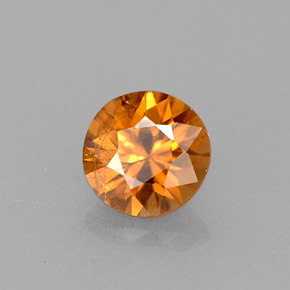 Zircon orange naturelle coupe roude, 0,57 ct, VS