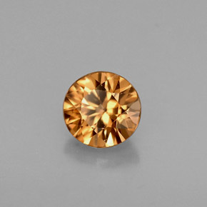 Zircon orange naturelle coupe roude, 0,63 ct, VVS-VS