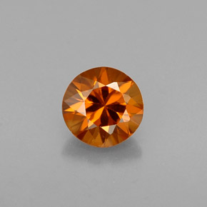 Zircon orange naturelle coupe roude, 0,60 ct, VVS