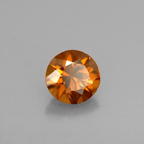 Zircon orange naturelle coupe roude, 0,60 ct, VVS