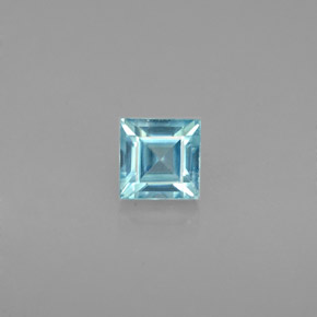 Zircon bleue naturelle carré, 0,84 ct, VVS-VS