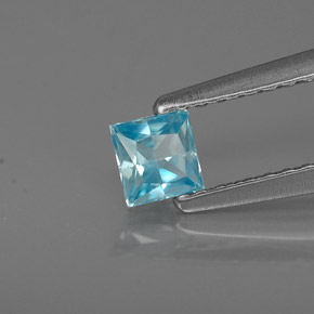 Zircon bleue naturelle carré, 0,38 ct, VS