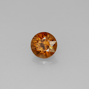 Zircon orange naturelle coupe roude, 1,14 ct, VS