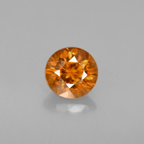 Zircon orange naturelle coupe roude, 1,12 ct, VVS