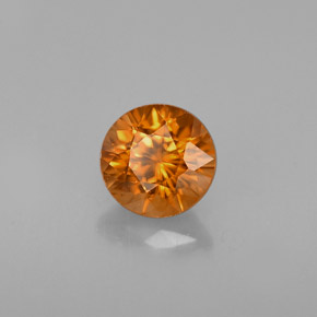 Zircon orange naturelle coupe roude, 1,12 ct, VVS