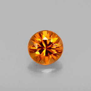 Zircon orange naturelle coupe roude, 0,65 ct, VVS-VS