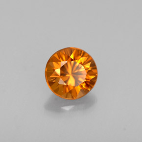 Zircon orange naturelle coupe roude, 0,65 ct, VVS-VS