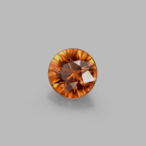 Zircon orange naturelle coupe roude, 0,63 ct, VVS-VS
