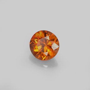Zircon Orange naturelle Coupe roude, 0.63 ct, VVS-VS