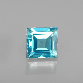 Zircon bleue naturelle carré, 1,00 ct, SI