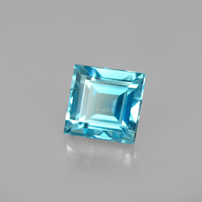 Zircon bleue naturelle carré, 1,00 ct, SI