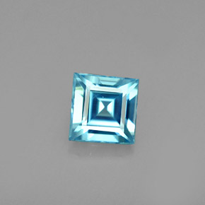 Zircon bleue naturelle carré, 0,79 ct, VVS-VS