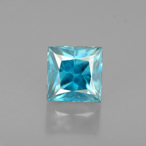 Zircon bleue naturelle carré, 0,72 ct, VS