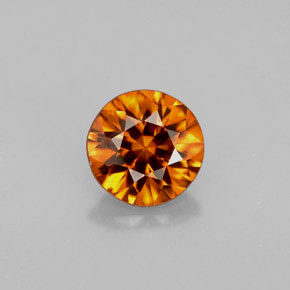 Zircon orange naturelle coupe roude, 0,91 ct, VVS-VS
