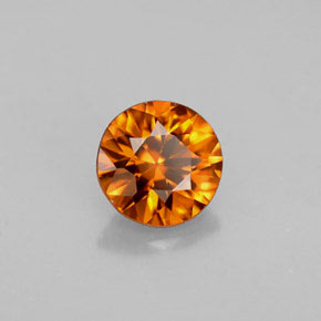 Zircon orange naturelle coupe roude, 0,91 ct, VVS-VS