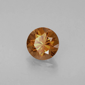 Zircon orange naturelle coupe roude, 0,89 ct, VVS