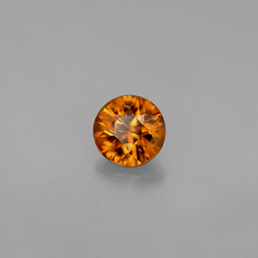Zircon orange naturelle coupe roude, 0,91 ct, VVS-VS