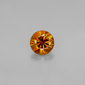 Zircon orange naturelle coupe roude, 0,90 ct, VVS