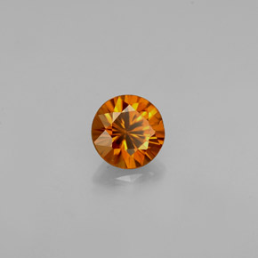 Zircon orange naturelle coupe roude, 0,90 ct, VVS