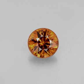 Zircon orange naturelle coupe roude, 0,99 ct, VVS