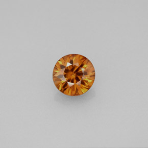 Zircon orange naturelle coupe roude, 1,01 ct, VVS-VS