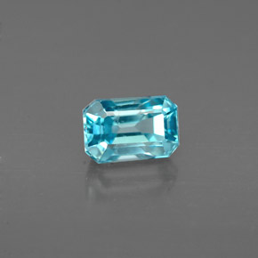 Zircon bleue naturelle taille émeraude, 1,22 ct, VS