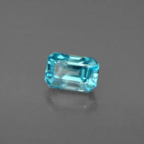 Zircon bleue naturelle taille émeraude, 1,22 ct, VS