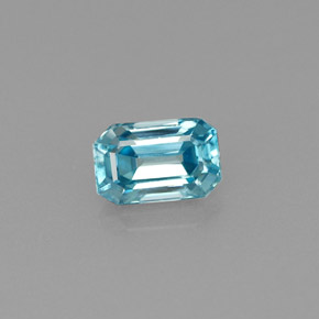 Zircon bleue naturelle taille émeraude, 0,97 ct, VVS