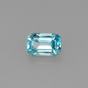 Zircon bleue naturelle taille émeraude, 0,97 ct, VVS