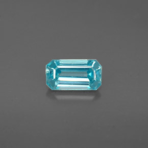 Zircon bleue naturelle taille émeraude, 0,88 ct, VVS