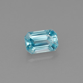 Zircon bleue naturelle taille émeraude, 1,11 ct, VVS