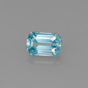 Zircon bleue naturelle taille émeraude, 1,11 ct, VVS