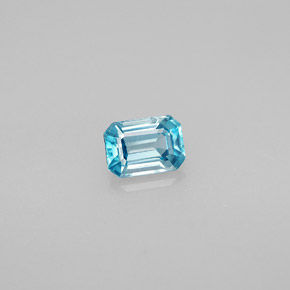 Zircon bleue naturelle taille émeraude, 1,02 ct, VVS