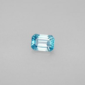 Zircon bleue naturelle taille émeraude, 1,02 ct, VVS