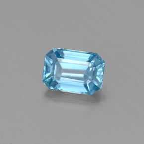 Zircon bleue naturelle taille émeraude, 0,86 ct, VVS