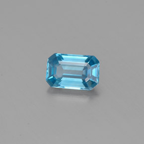 Zircon bleue naturelle taille émeraude, 0,78 ct, VVS