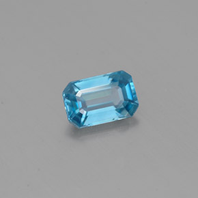 Zircon bleue naturelle taille émeraude, 0,78 ct, VVS