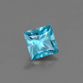 Zircon bleue naturelle carré, 0,58 ct, VS