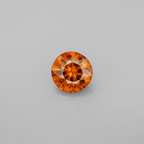 Zircon orange naturelle coupe roude, 0,80 ct, VS